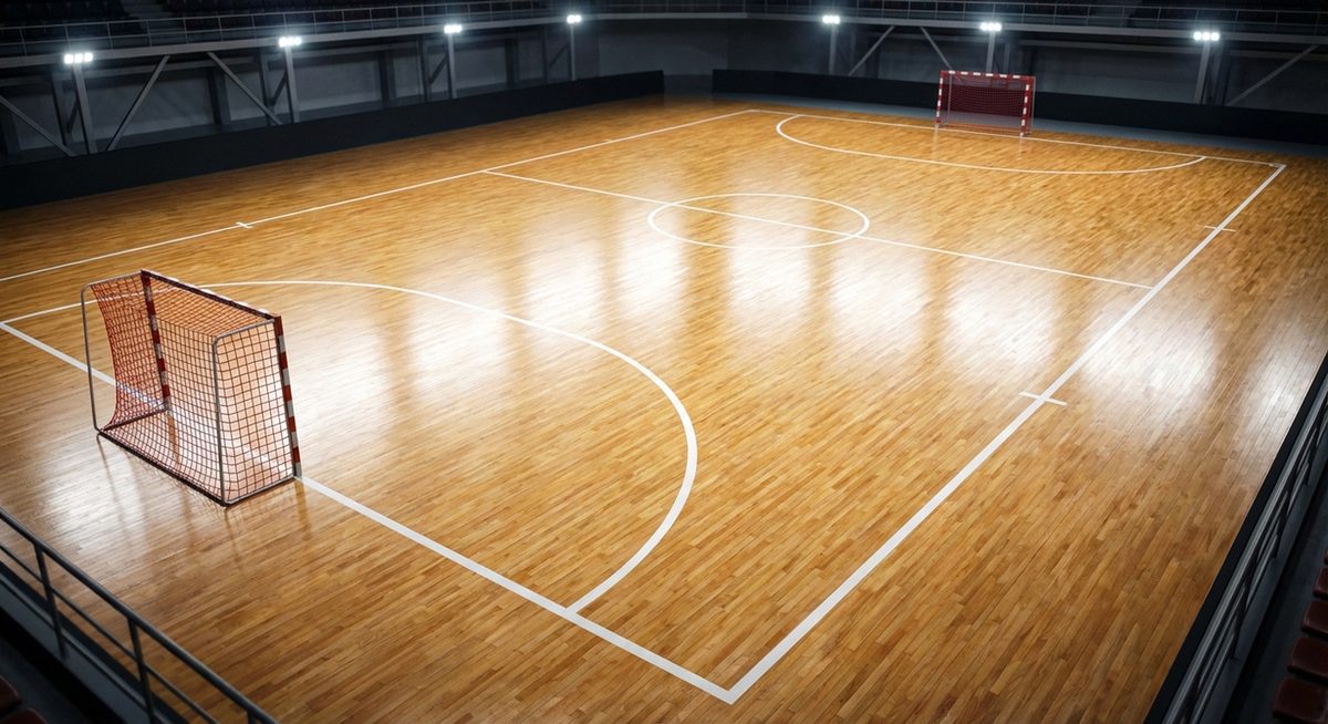 Boisko do futsalu — widok z gory na hale sportowa
