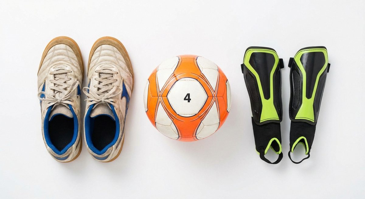 Sprzet do futsalu — buty halowe, pilka rozmiar 4 i ochraniacze